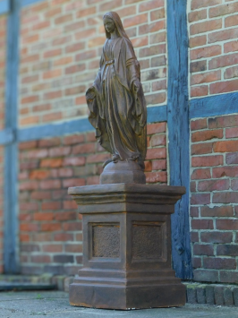 Mariabeeld op Sokkel - 155 cm - Steen in Oxide
