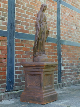 Mariabeeld op Sokkel - 155 cm - Steen in Oxide