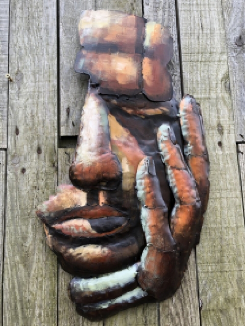 A beautiful wall ornament made of metal, ''face of man'', very decorative, super beautiful work of art!