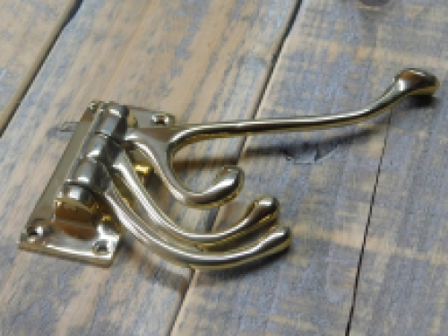 Coat rack brass - swivel hooks - 3-hooks