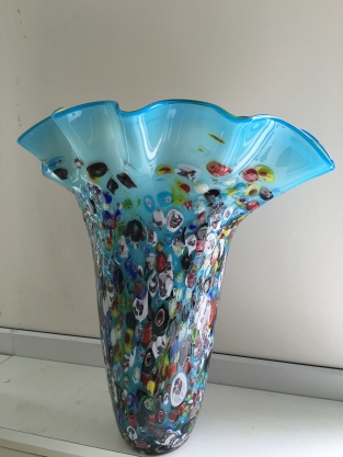 Millefiori vaas, groot en prachtig in kleur!!