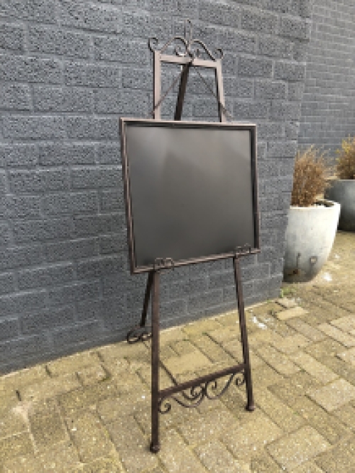 Advertising advertising sign metal on stand with blackboard flat, wrought iron