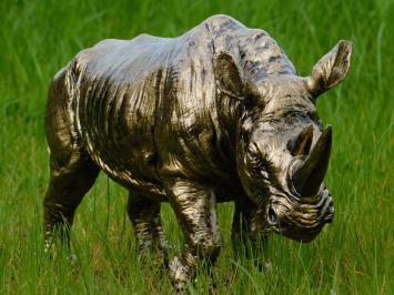 Statue Rhinoceros - Gold Black - Polystone