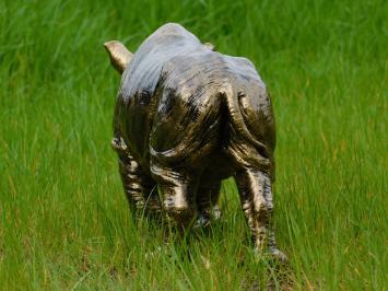 Statue Rhinoceros - Gold Black - Polystone