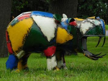 Nilpferd-Bamba-Skulptur – 50 x 80 cm – Metallkunstwerk – Farbenfroh