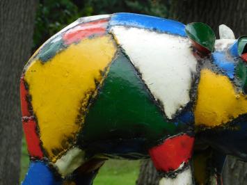 Nilpferd-Bamba-Skulptur – 50 x 80 cm – Metallkunstwerk – Farbenfroh