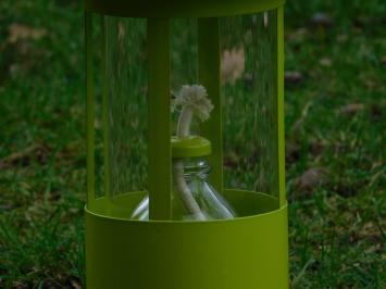 Oil lamp - bright green  - metal - storm lantern