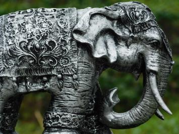 Elephant India - silver grey with black - polystone