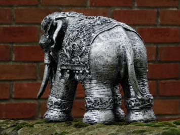 Elefant Indien - silbergrau mit schwarz - Polystone