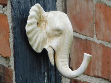 Wall hook Elephant - Cast iron - Old White