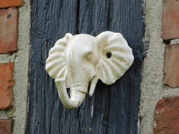 Wandhaken Elefant - Gusseisen - Altweiß