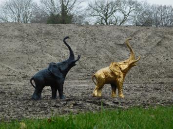 Sculptuur olifant - zwart - alu
