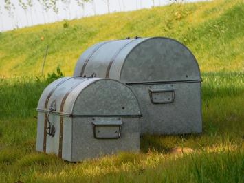 Set of 2 Vintage Storage Chests - Metal - Grey