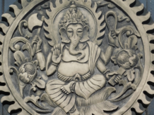 Ornament Ganesha - solid stone - grey with black