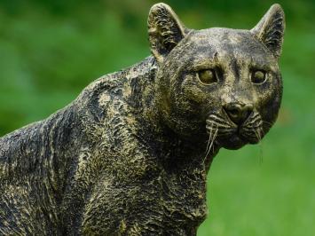 Beeld Panter - Goud met Zwart - Polystone - Luipaard