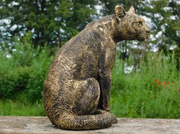 Beeld Panter - Goud met Zwart - Polystone - Luipaard