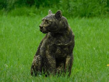 Beeld Panter - Goud met Zwart - Polystone - Luipaard