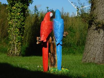 Statue Parrots on Stump - Polystone - Full in Colour