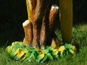 Statue Papageien auf Baumstumpf - Polystone - Voll in Farbe