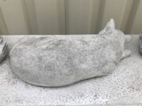 Sleeping cat - lifelike animal figure, made of stone