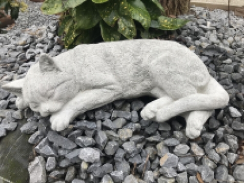 Sleeping cat - lifelike animal figure, made of stone