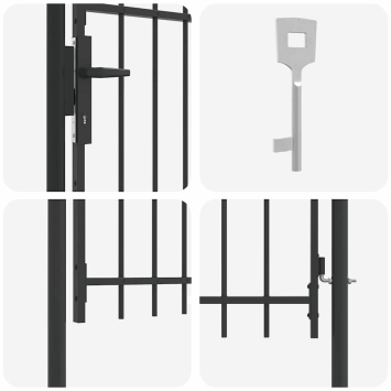 Gate with Arch - Black - Includes Lock and Handle