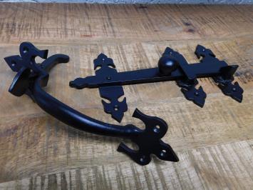 Antique gate lock - door bolt - black - trap lock - made of iron