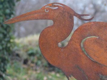 Garden Stick Heron - silhouette - rust metal