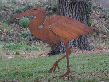 Garden Stick Heron - silhouette - rust metal