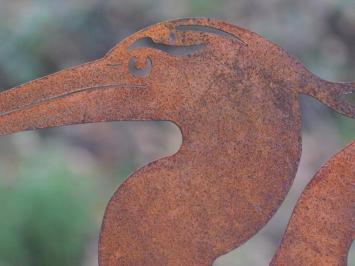 Garden Stick Heron - silhouette - rust metal