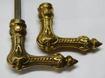 Retro Set of Handles with Rosettes - Brass - Antique Style