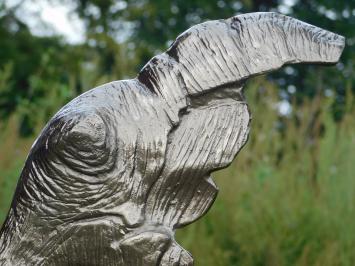 Skulptur Nashornkopf - Alu - mit schwarzem Sockel - Rhinozeros