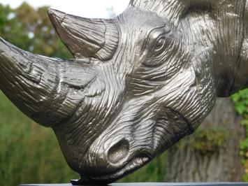 Sculpture Rhino Head - Alu - with Black base - Rhinoceros