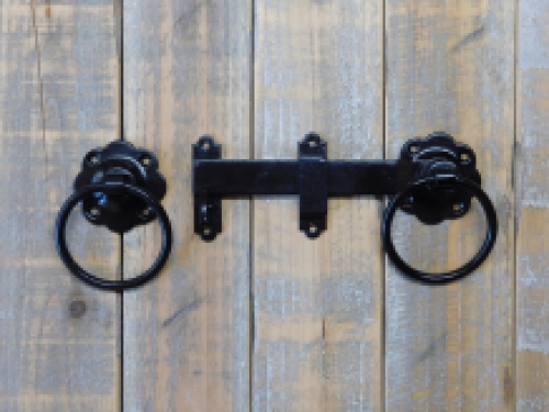 Gate lock with ring lock round - wrought iron - black