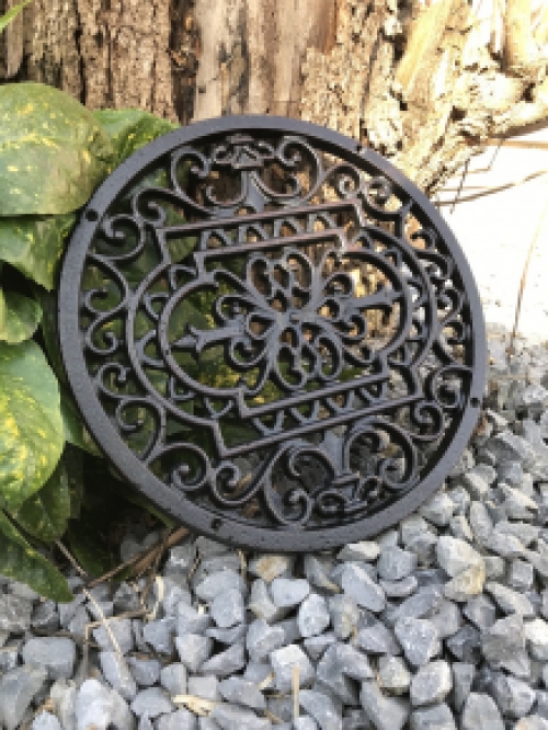 Grille round - Mandala, cast iron antique brown, air grille