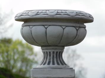 Round Flowerpot on Pedestal - 83 cm - Stone