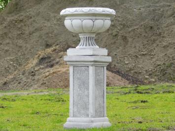 Round Flowerpot on Pedestal - 83 cm - Stone