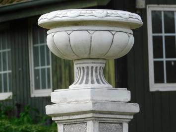 Round Flowerpot on Pedestal - 83 cm - Stone