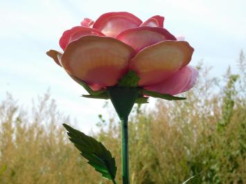 Large Metal Rose - Garden Stick - Pink