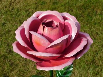 Large Metal Rose - Garden Stick - Pink