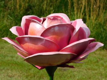 Large Metal Rose - Garden Stick - Pink