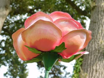 Large Metal Rose - Garden Stick - Pink