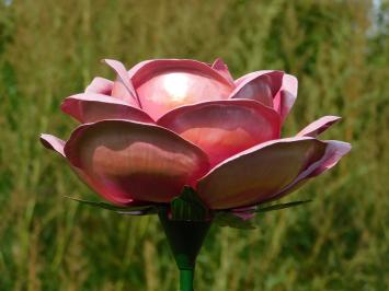 Large Metal Rose - Garden Stick - Pink