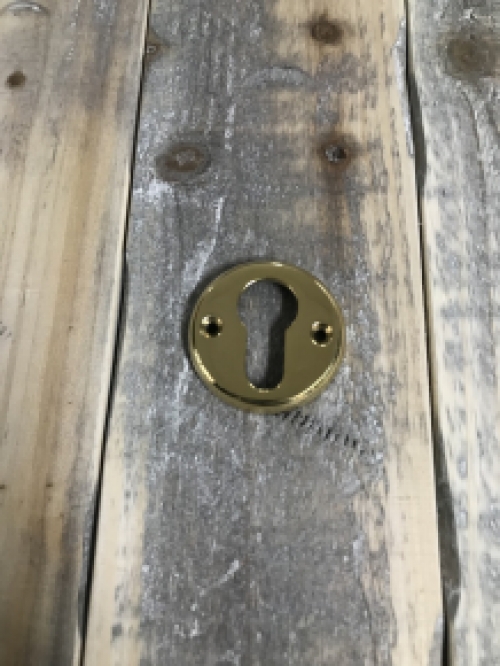 Lock rose round PZ - for front door - polished brass