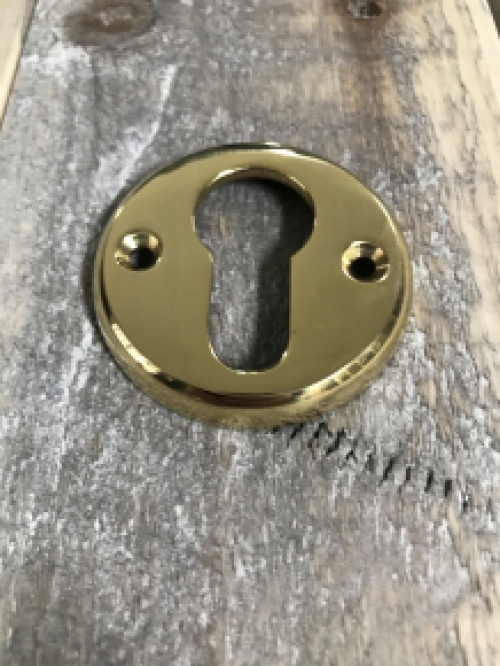 Lock rose round PZ - for front door - polished brass