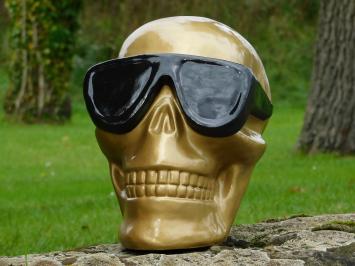 Statue Skull with Glasses - Gold - Polystone