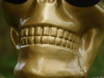 Statue Totenkopf mit Brille - Gold - Polystone