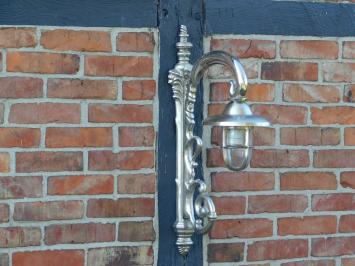 LAST: Antique Ship's Lamp - nickel-plated brass - wall lamp - ornate arm