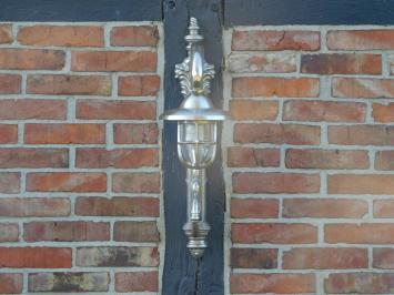 LAST: Antike Schiffslampe - vernickeltes Messing - Wandlampe - verschnörkelter Arm