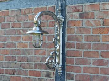 LAST: Antique Ship's Lamp - nickel-plated brass - wall lamp - ornate arm